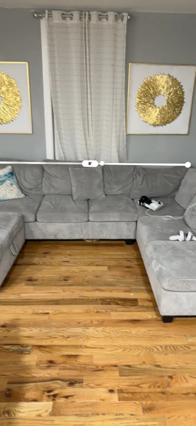 Gray Corduroy Sectional Sofa (6' x 8')
