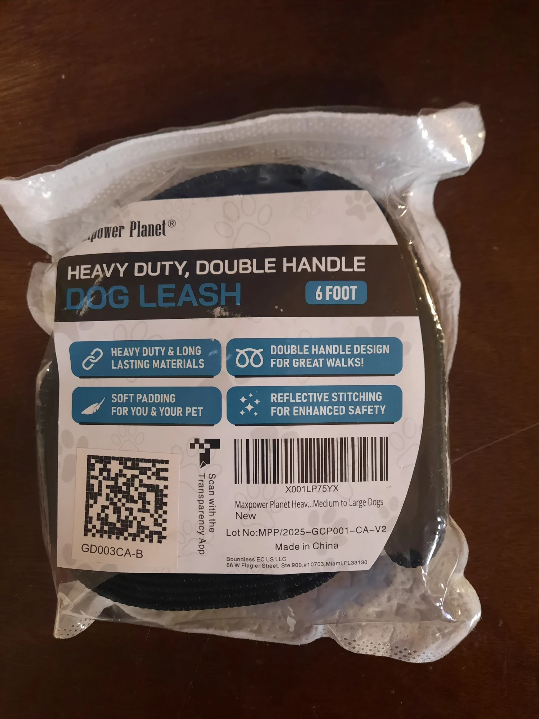Power Planet Heavy Duty Double Handle Dog Leash - 6 Foot