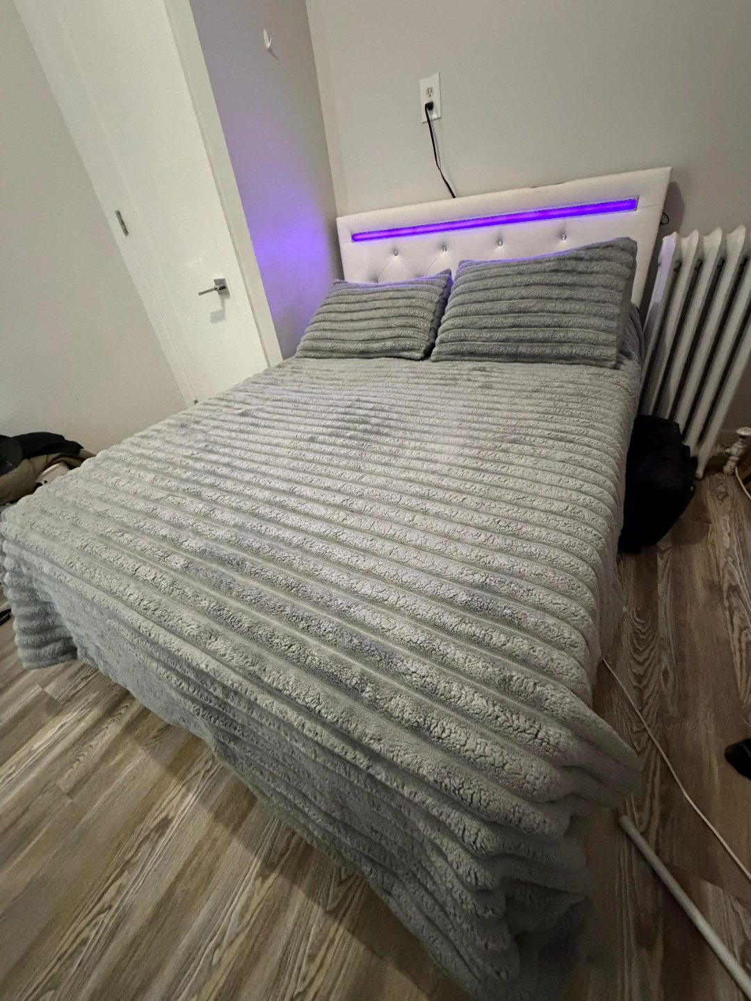 Bed frame with LED lights and a nearly new mattress. - photo 4