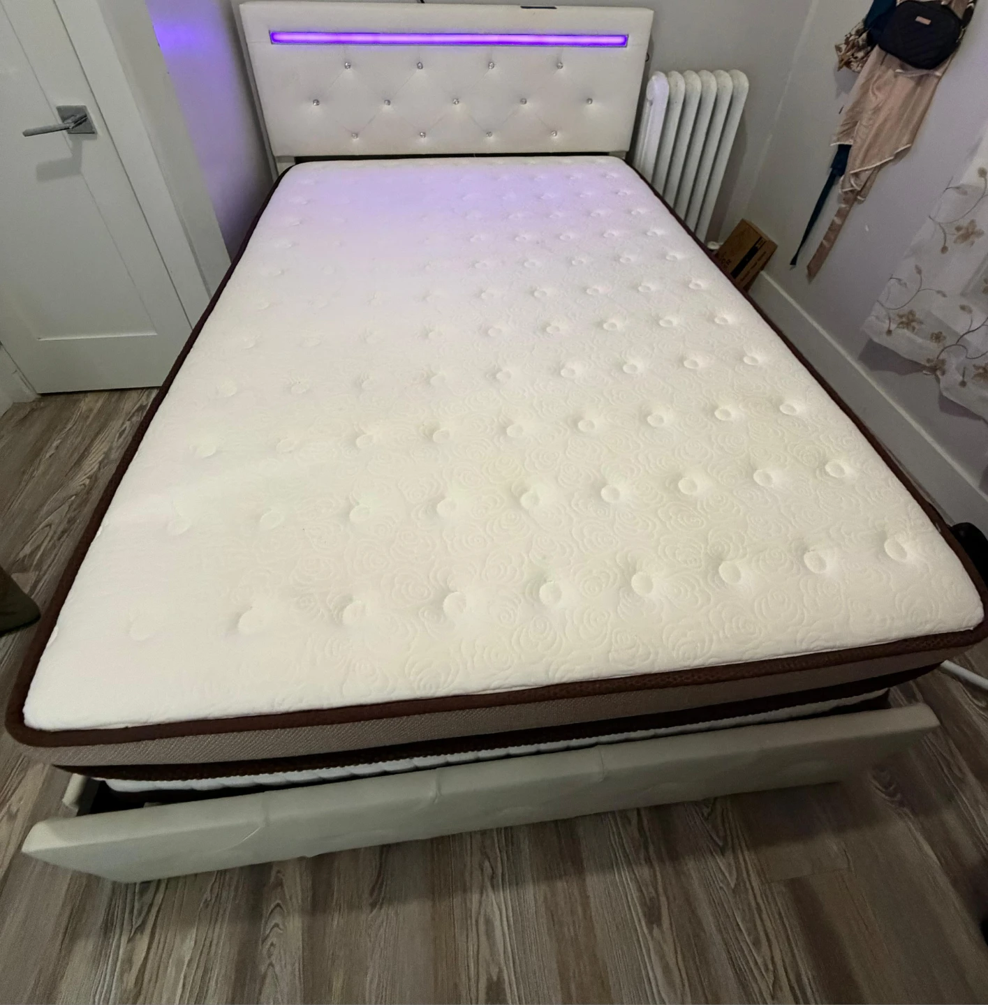 Bed frame with LED lights and a nearly new mattress. - photo 5