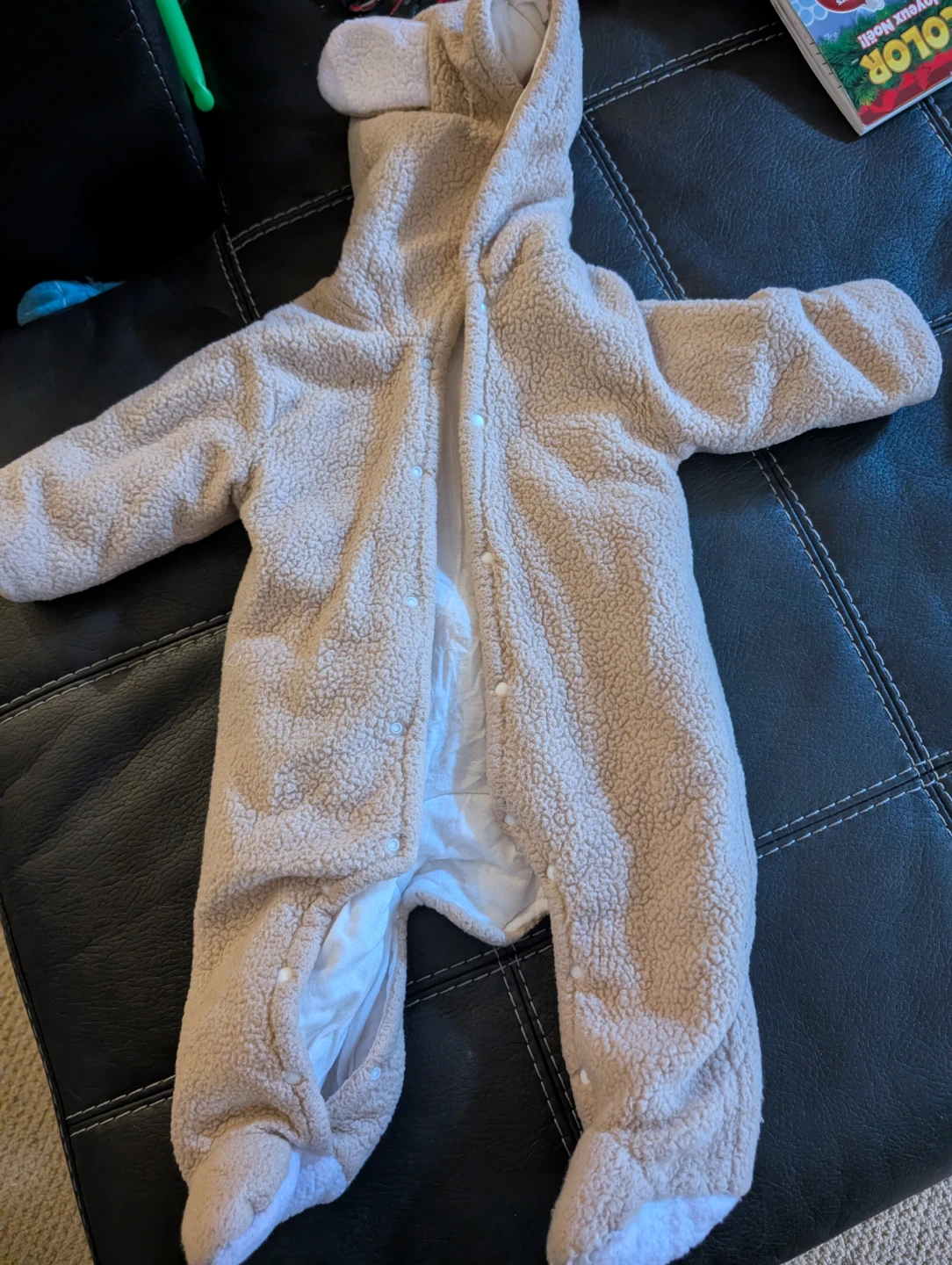 Tan Teddy Bear Fleece Bunting Suit
