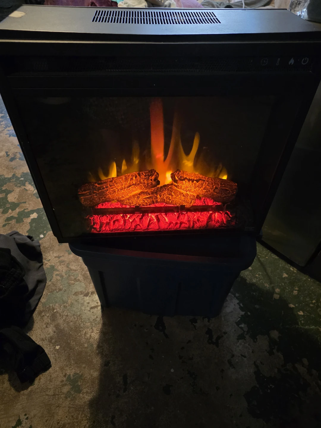 Black Electric Fireplace with Flame Effect - photo 2