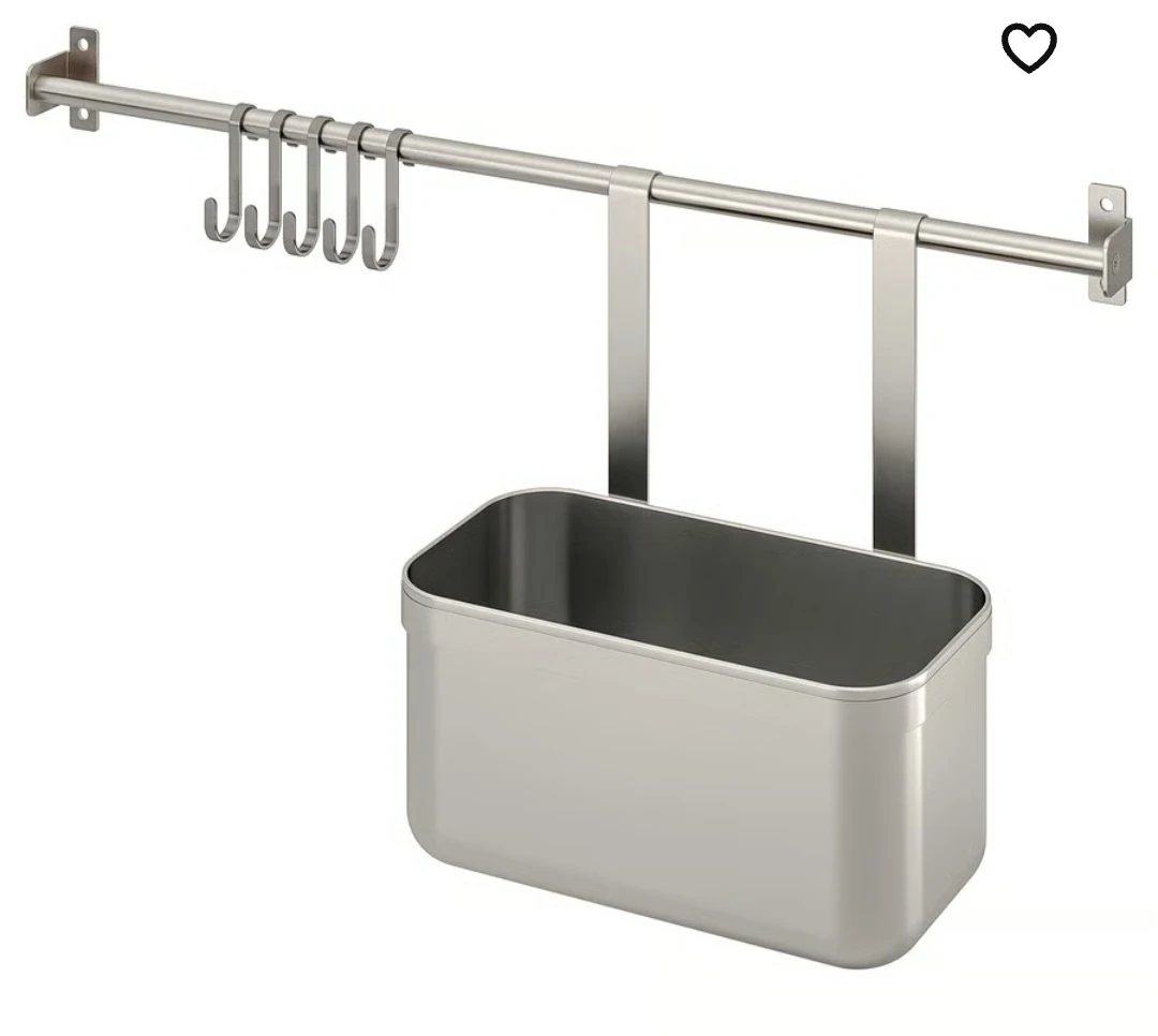 Ikea stainless Rail w/ Container & Hooks - photo 5