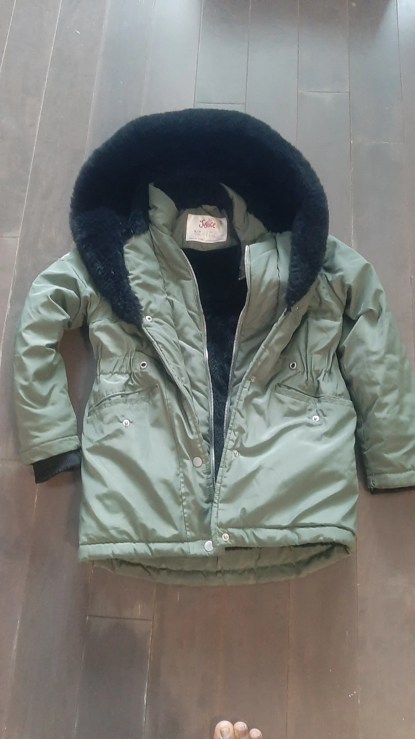 Justice Girls' Olive Green Winter Coat Size S (7/8)