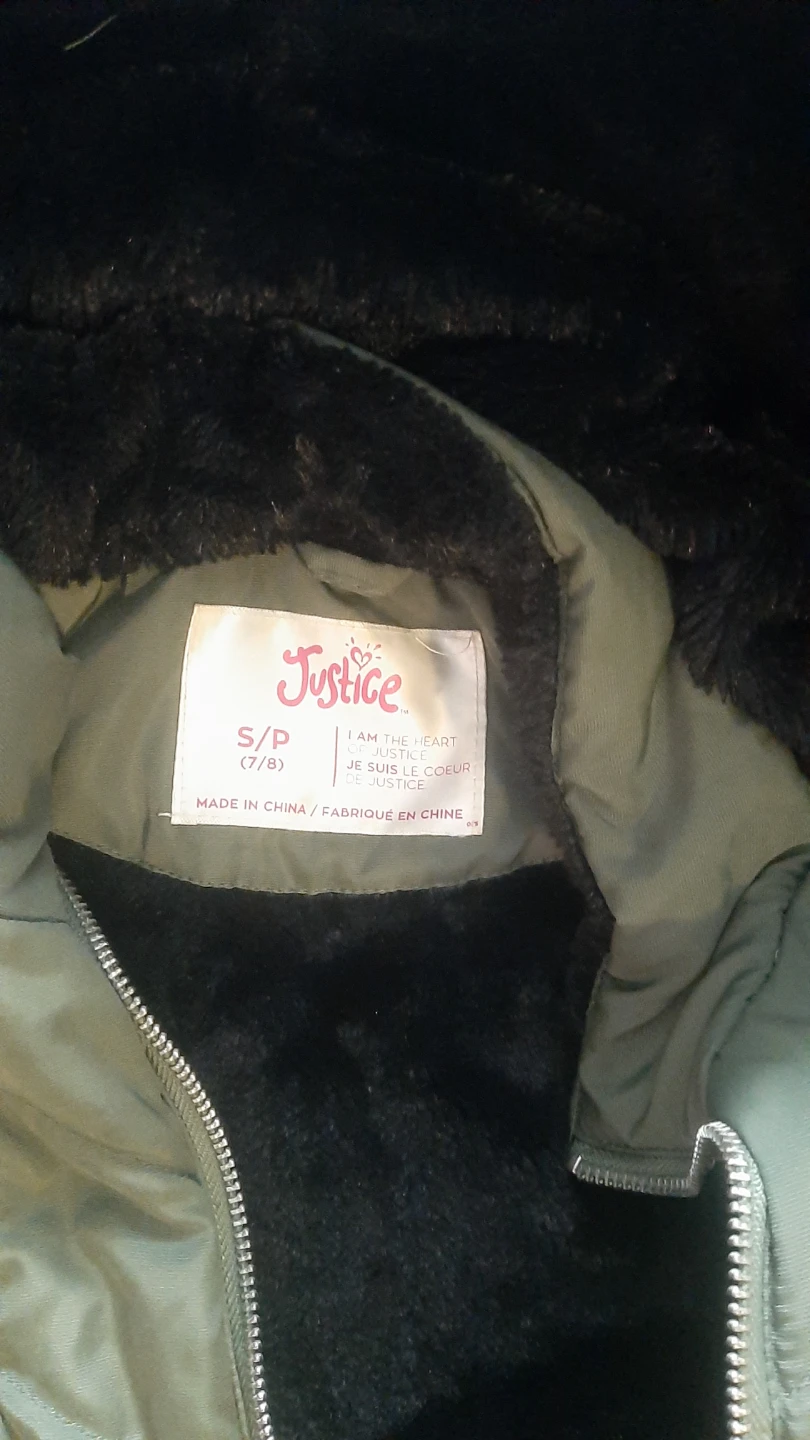 Justice Girls' Olive Green Winter Coat Size S (7/8) - photo 2