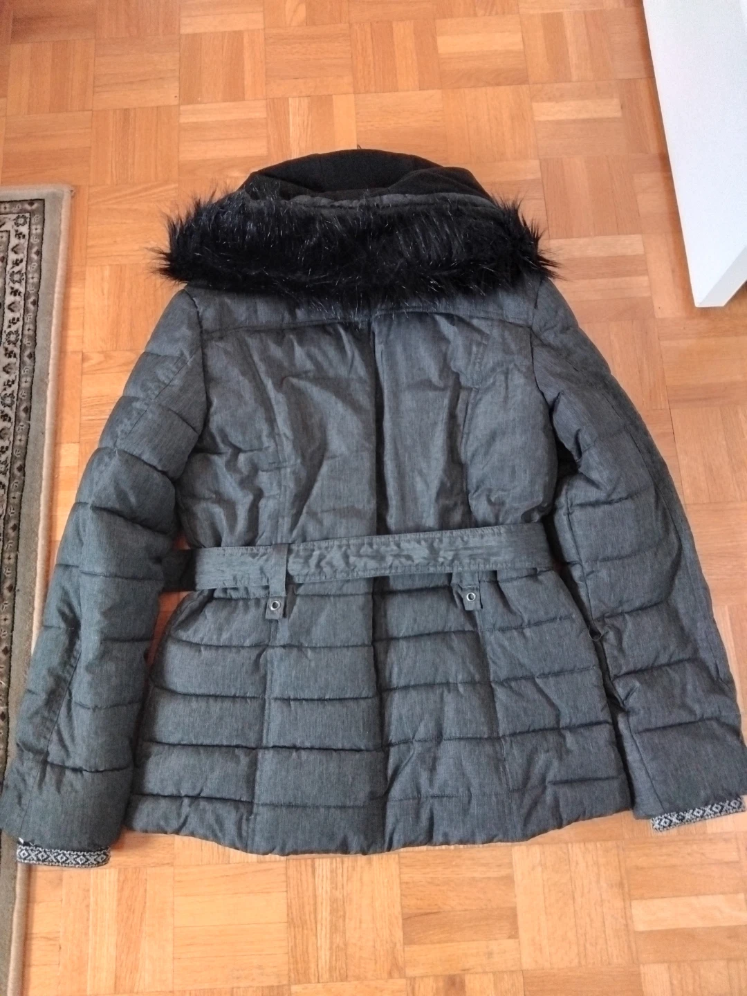 Women's Grey Puffer Jacket with Belt - photo 2