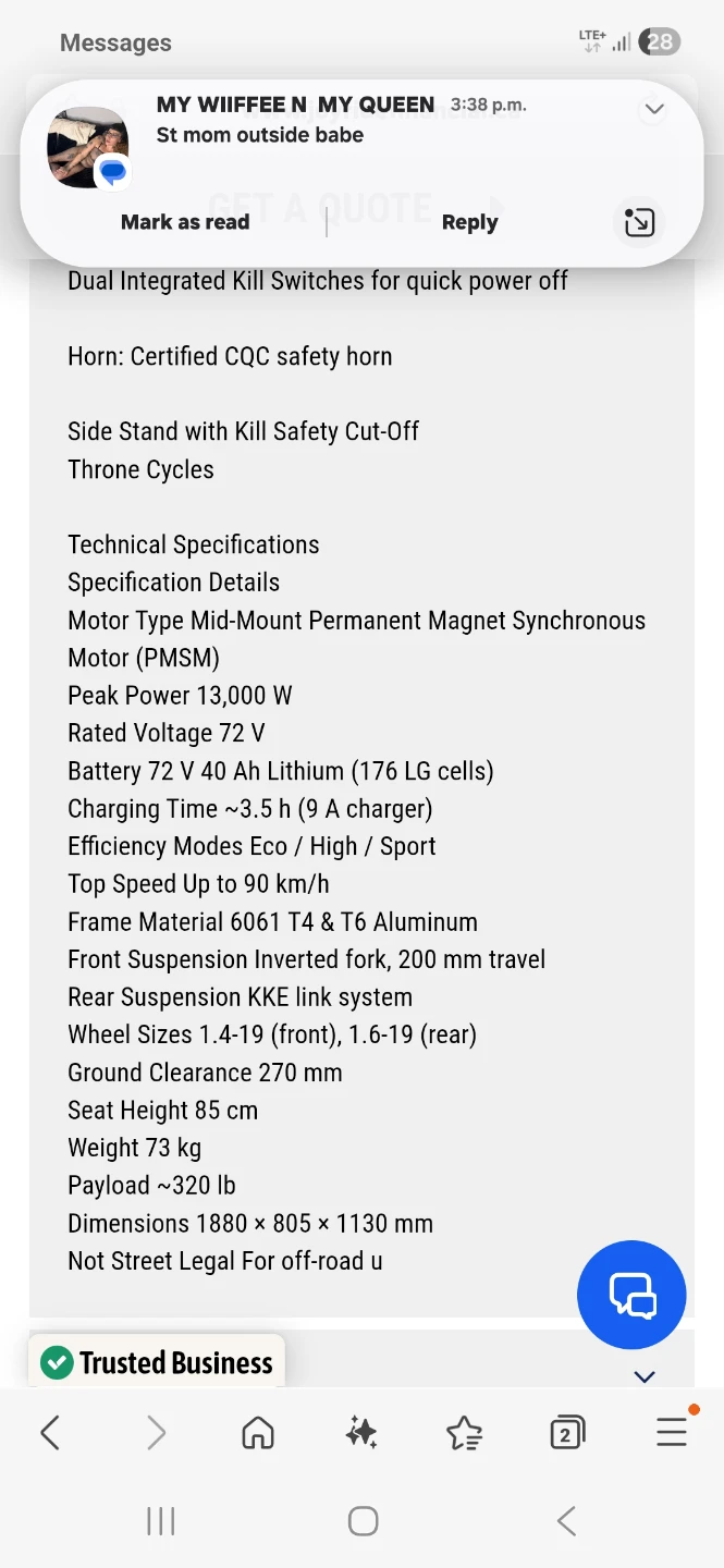 Throne Cycles SRPNT X3 Electric Dirt Bike - photo 3