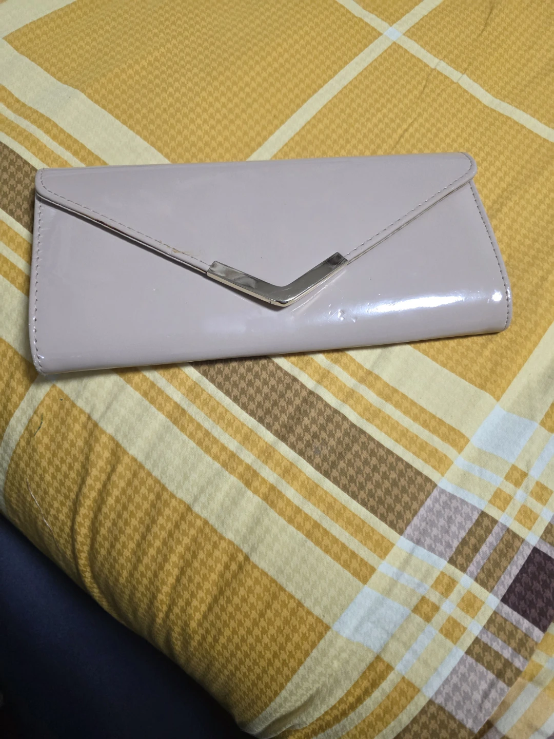 Beige Clutch with Chain Strap
