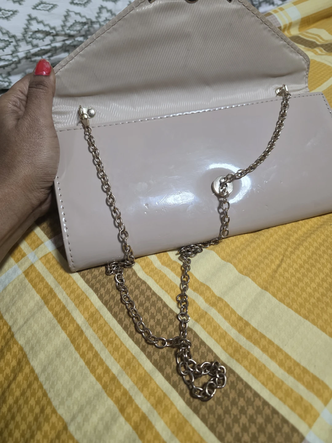 Beige Clutch with Chain Strap - photo 2