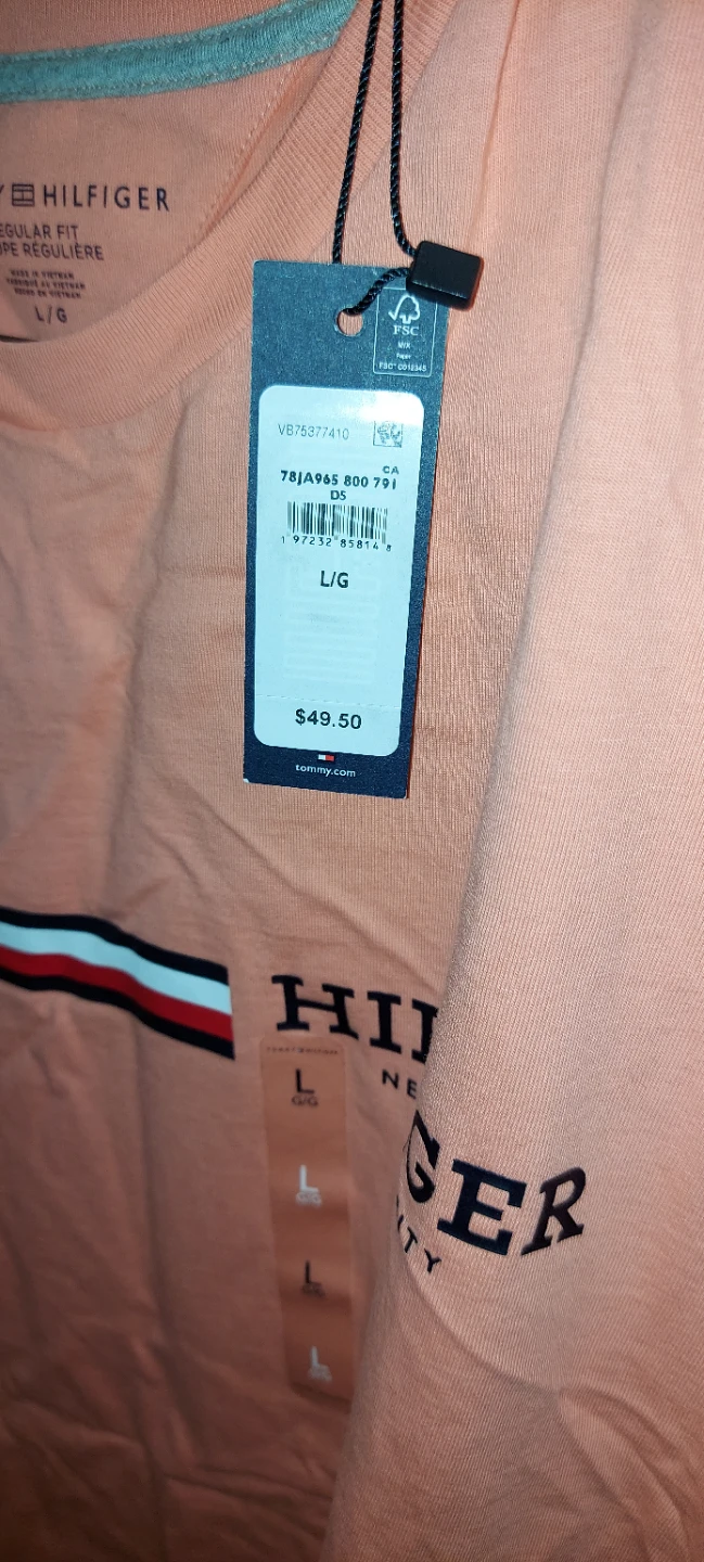 New, Tommy Hilfiger Men's Short Sleeve T-Shirt - L/G - Coral - photo 3