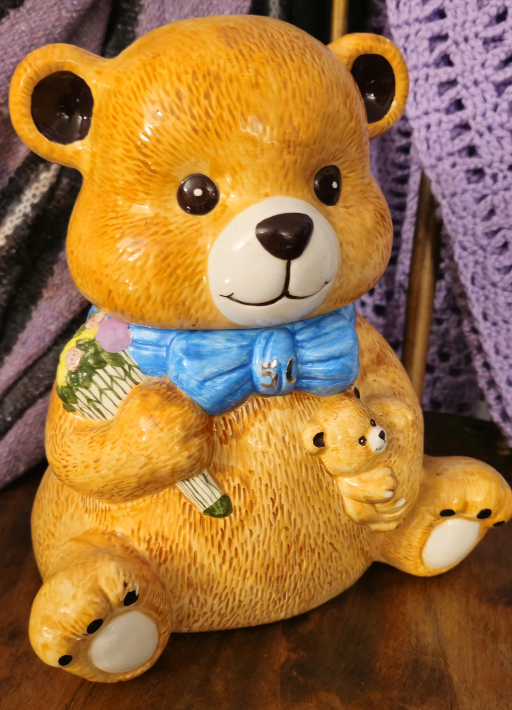 Ceramic Teddy Bear Cookie Jar "50"