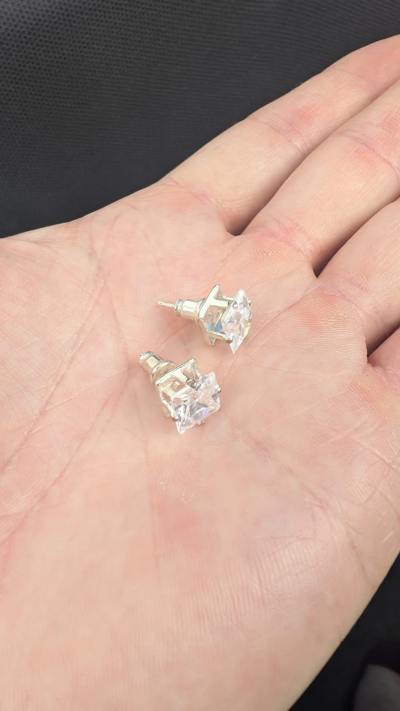 Clear Square Cut Stud Earrings