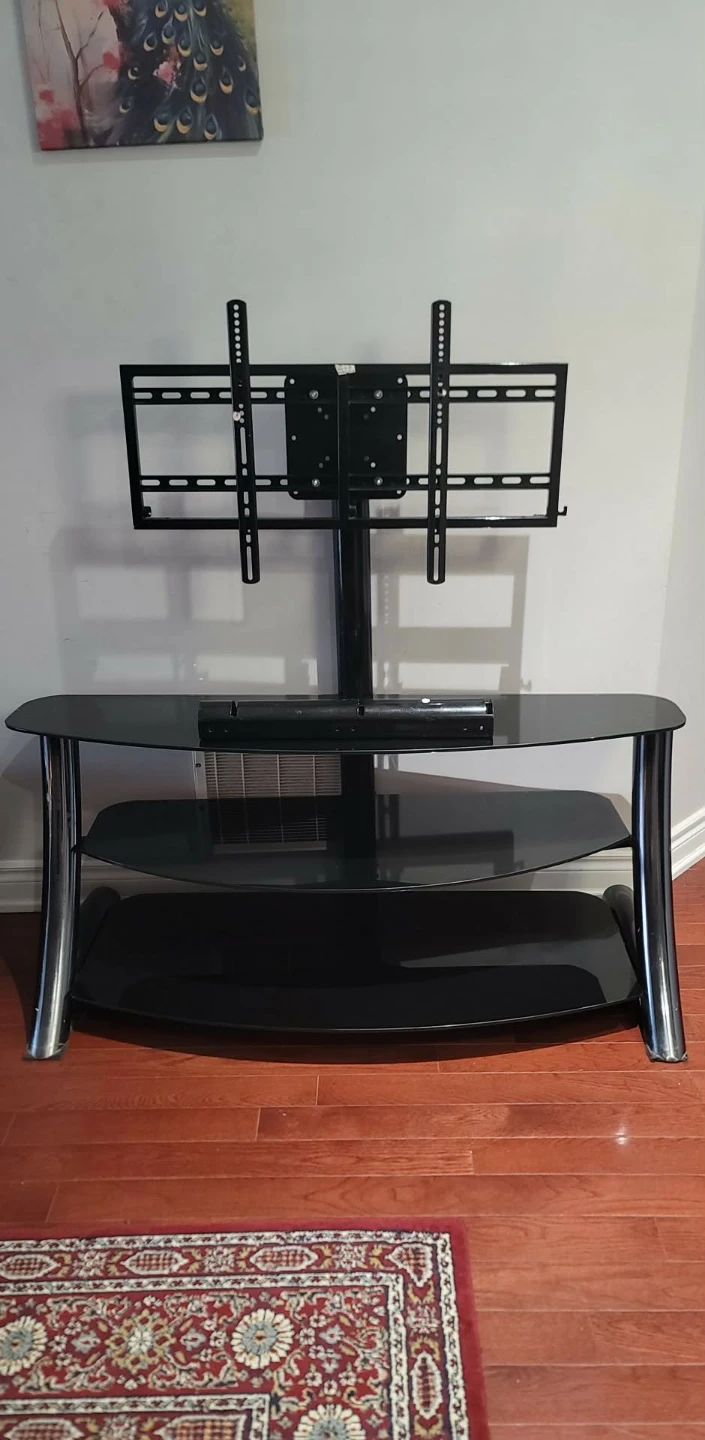 Black Glass TV Stand with Mount