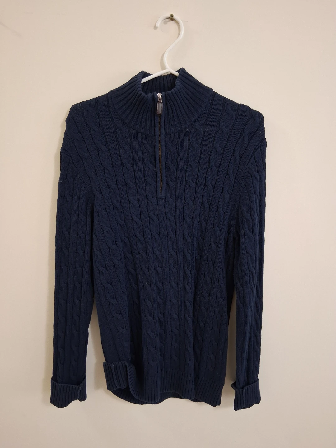 Navy Blue Cable Knit Pullover