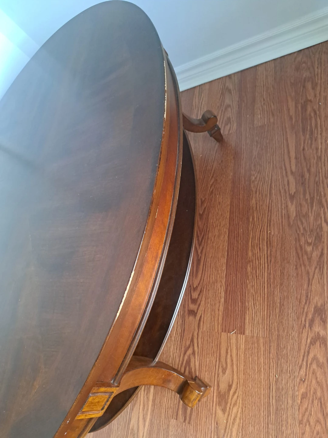 Dark Wood Oval Coffee Table with Lower Shelf - photo 2