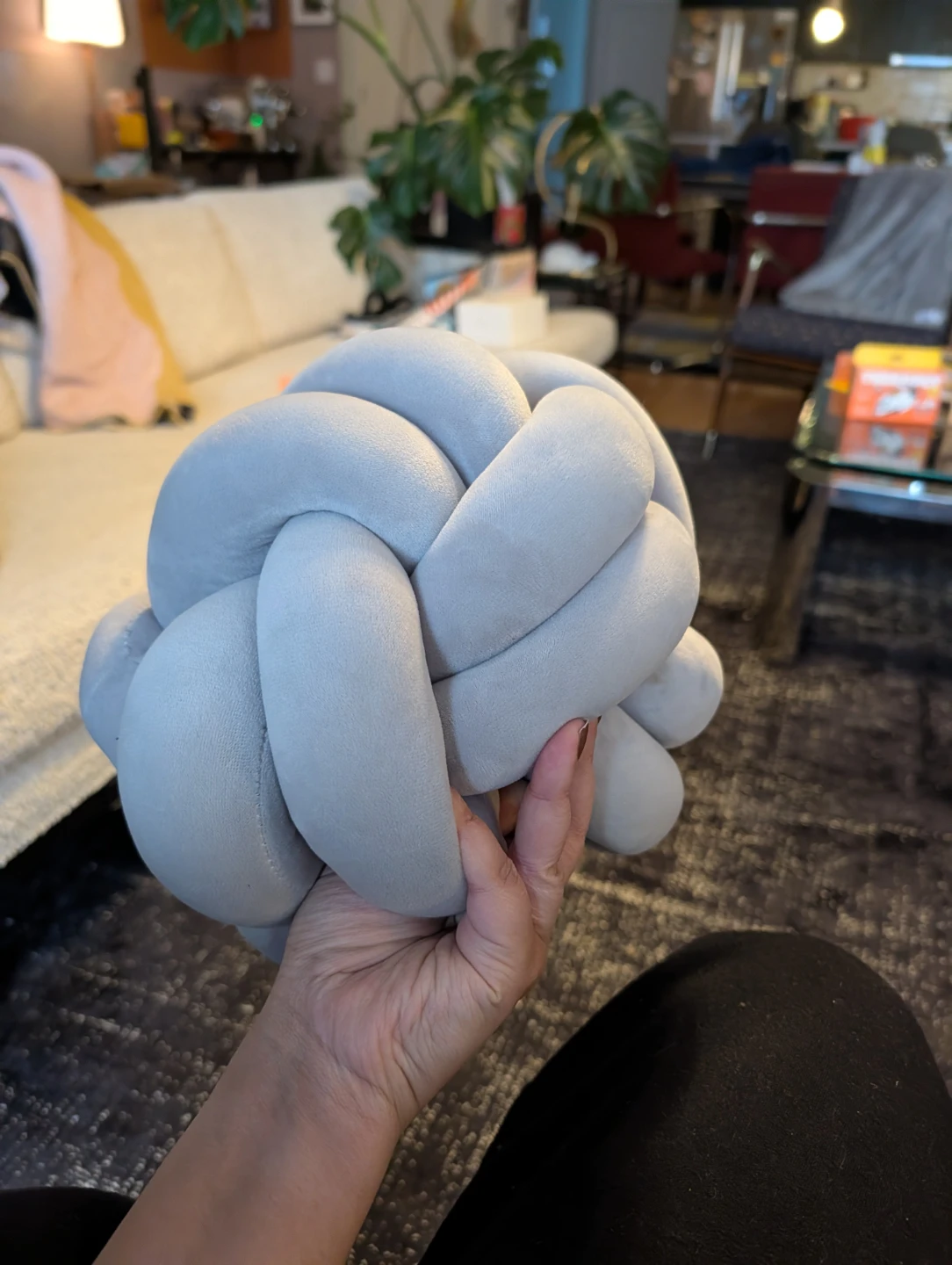 Light Gray Velvet Knot Pillow - photo 2
