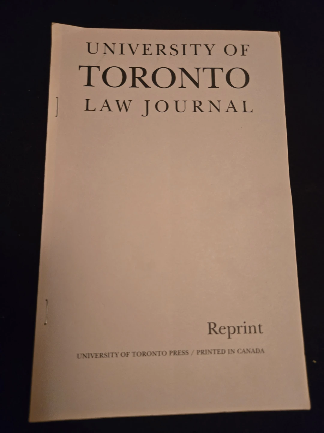 University of Toronto Law Journal Reprint
