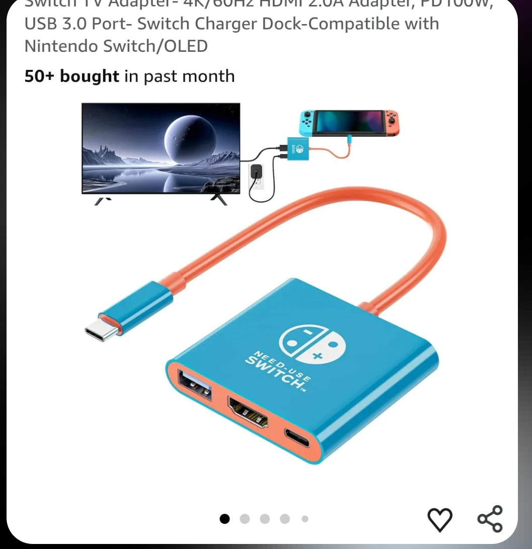 Nintendo Switch TV Adapter with HDMI and USB 3.0 Ports - photo 4