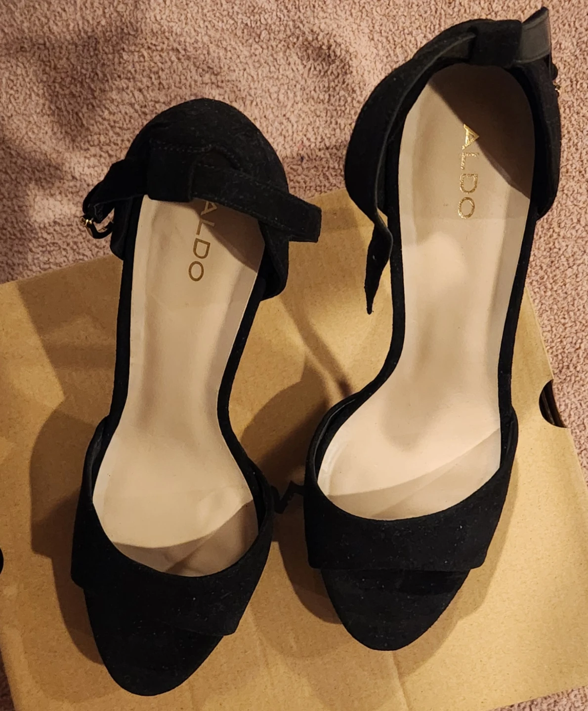 ALDO Black Suede Platform Ankle Strap Heels, plus a free pair