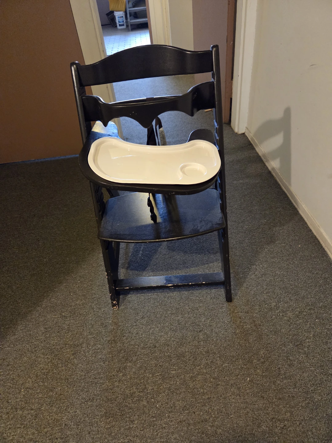 Baby Black, Wooden High Chair with Tray and Cushion - photo 2