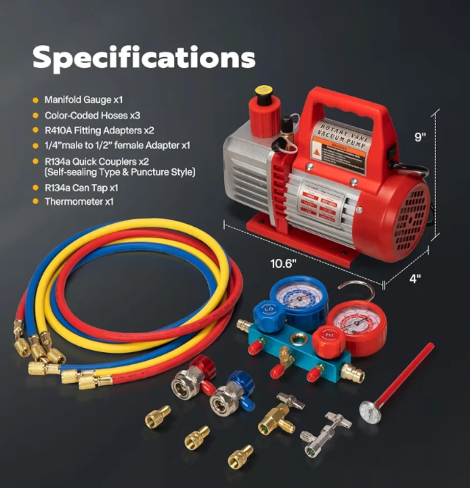 VIVOHOME Rotary Vane Vacuum Pump Kit - photo 2