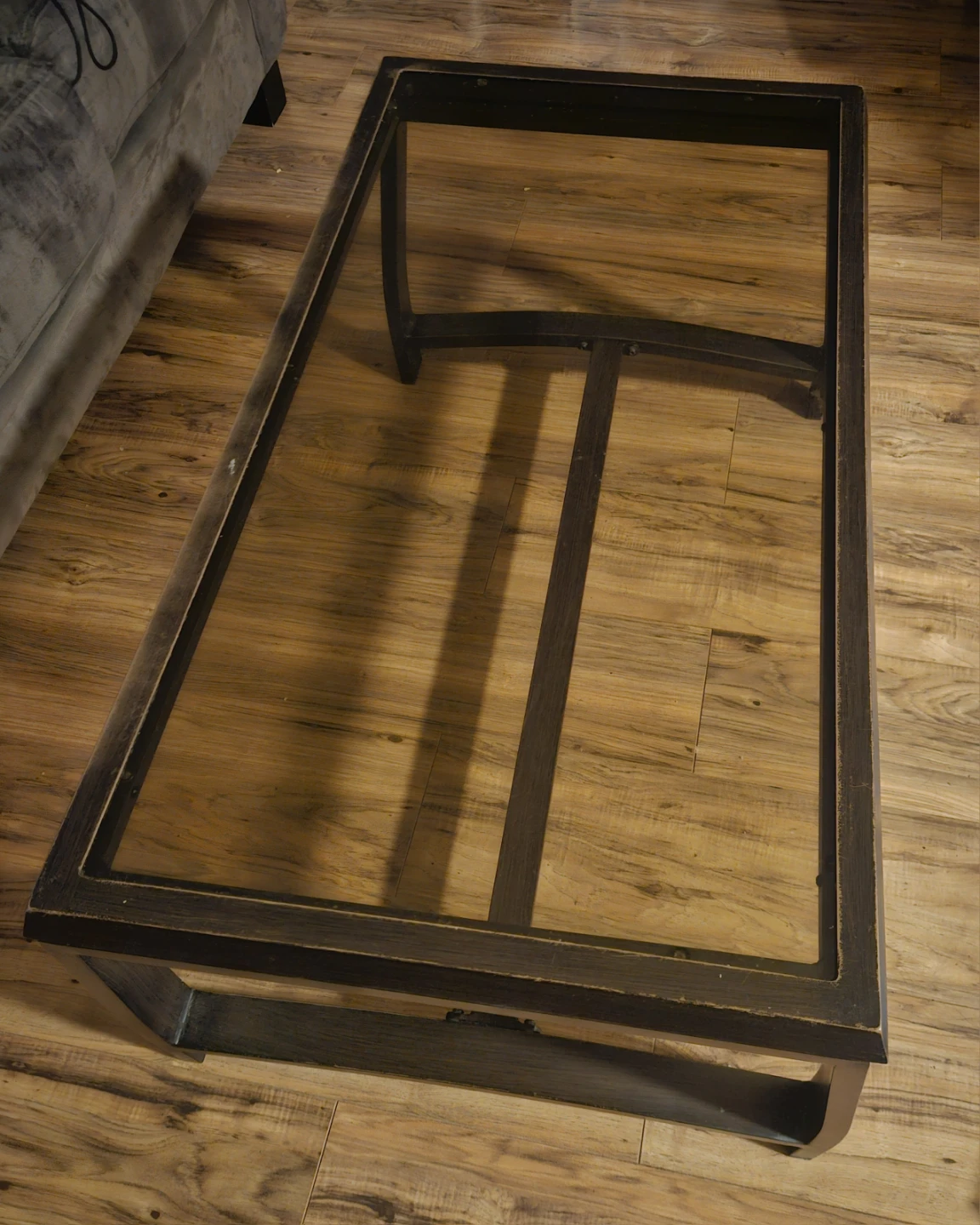 Dark Wood and Glass Coffee Table
