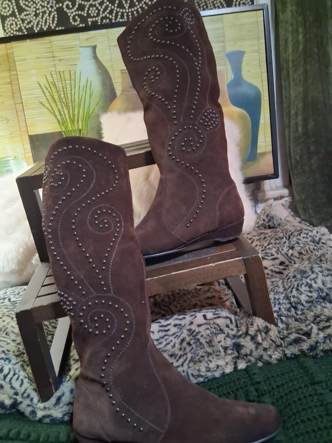 Brown Suede Knee High Boots - photo 2