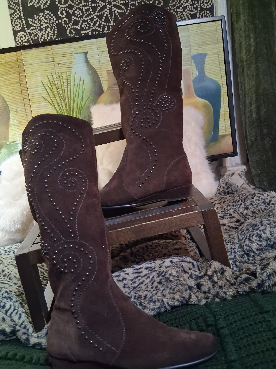 Brown Suede Knee High Boots - photo 4