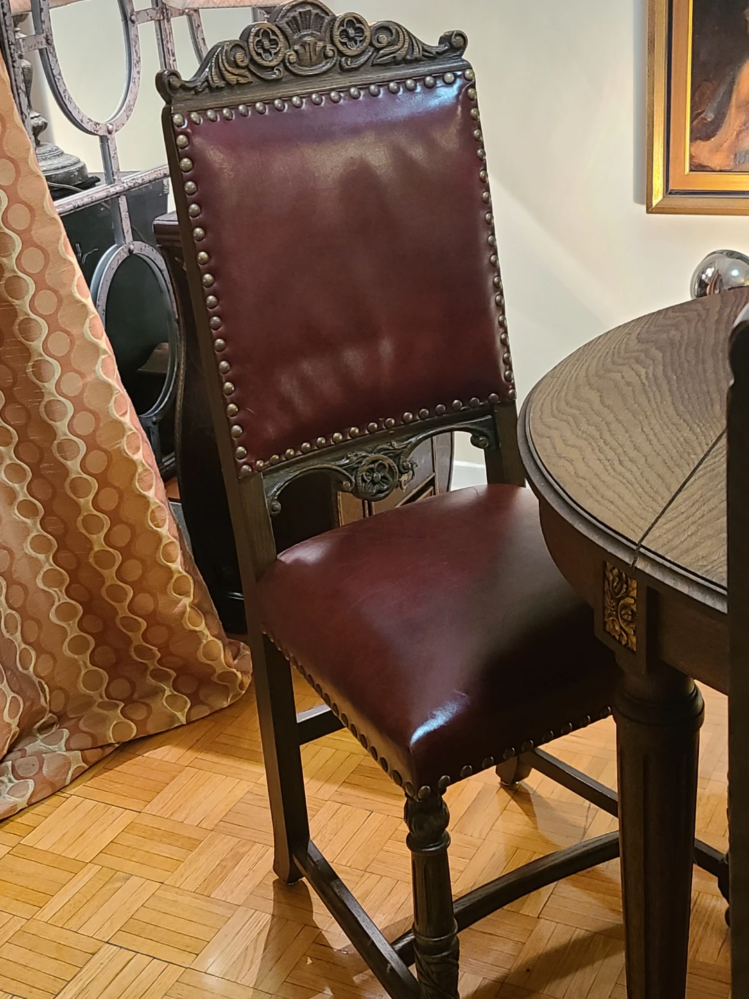 Antique Style Leather Dining Chair - photo 5