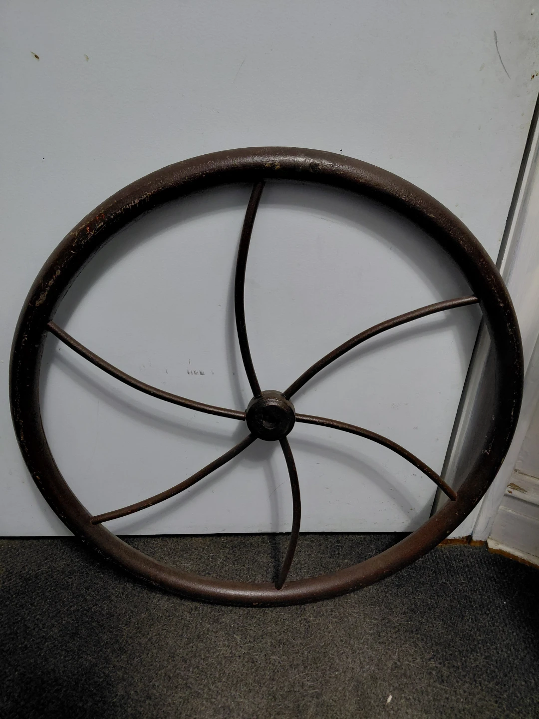 Antique heavy 32 pounds cast iron large 26" flywheel