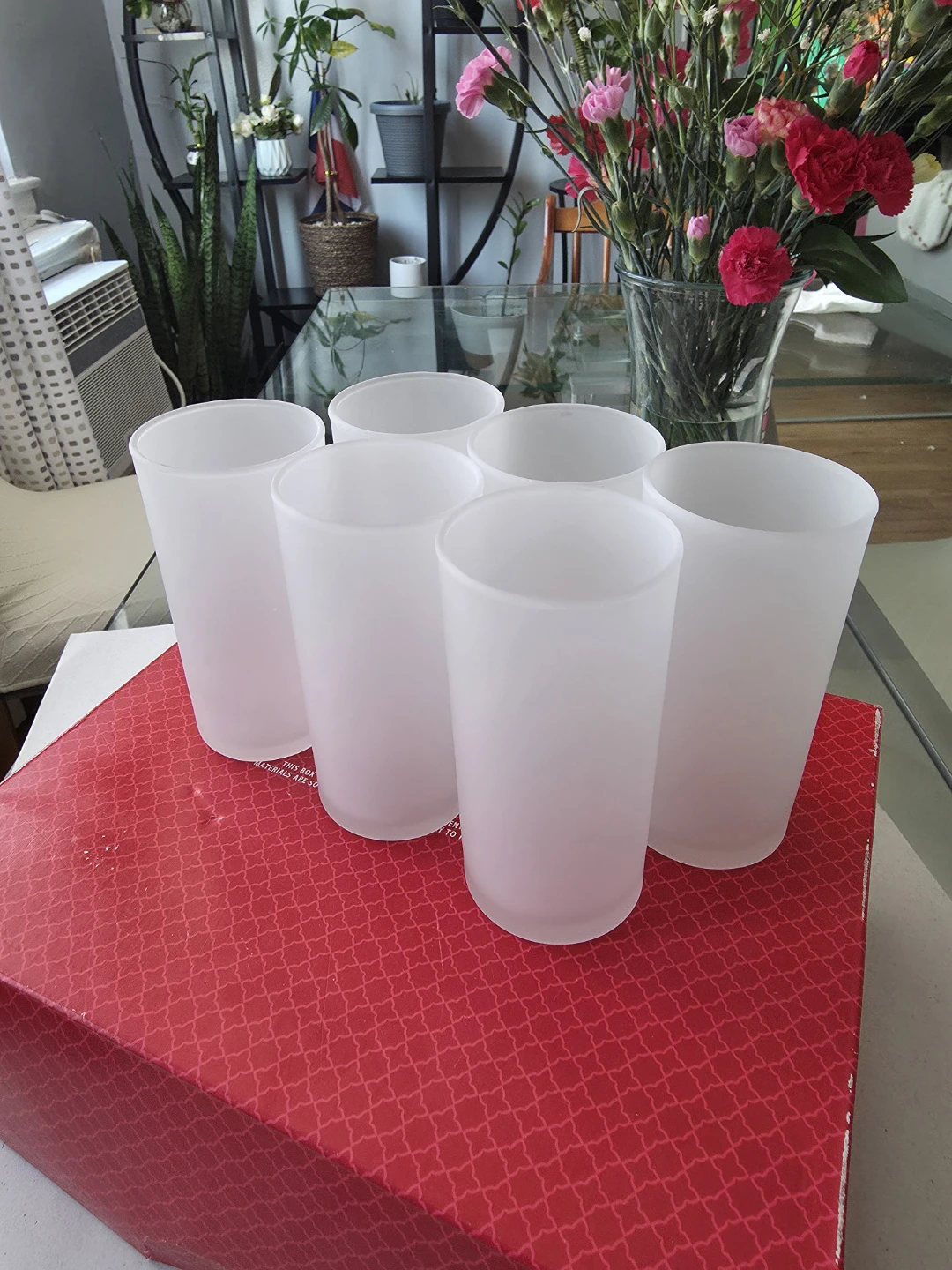 Set of 6 Frosted White Tumbler Glasses