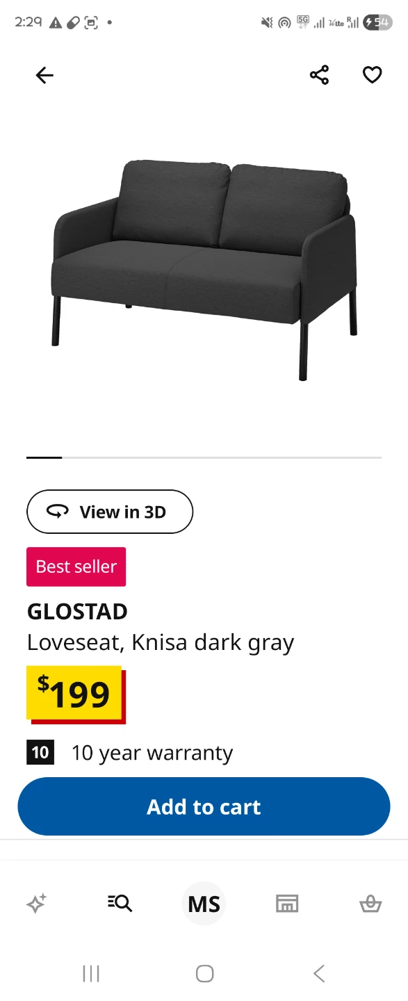 IKEA sofa GLÖSTAD Loveseat, Knisa dark gray - photo 3