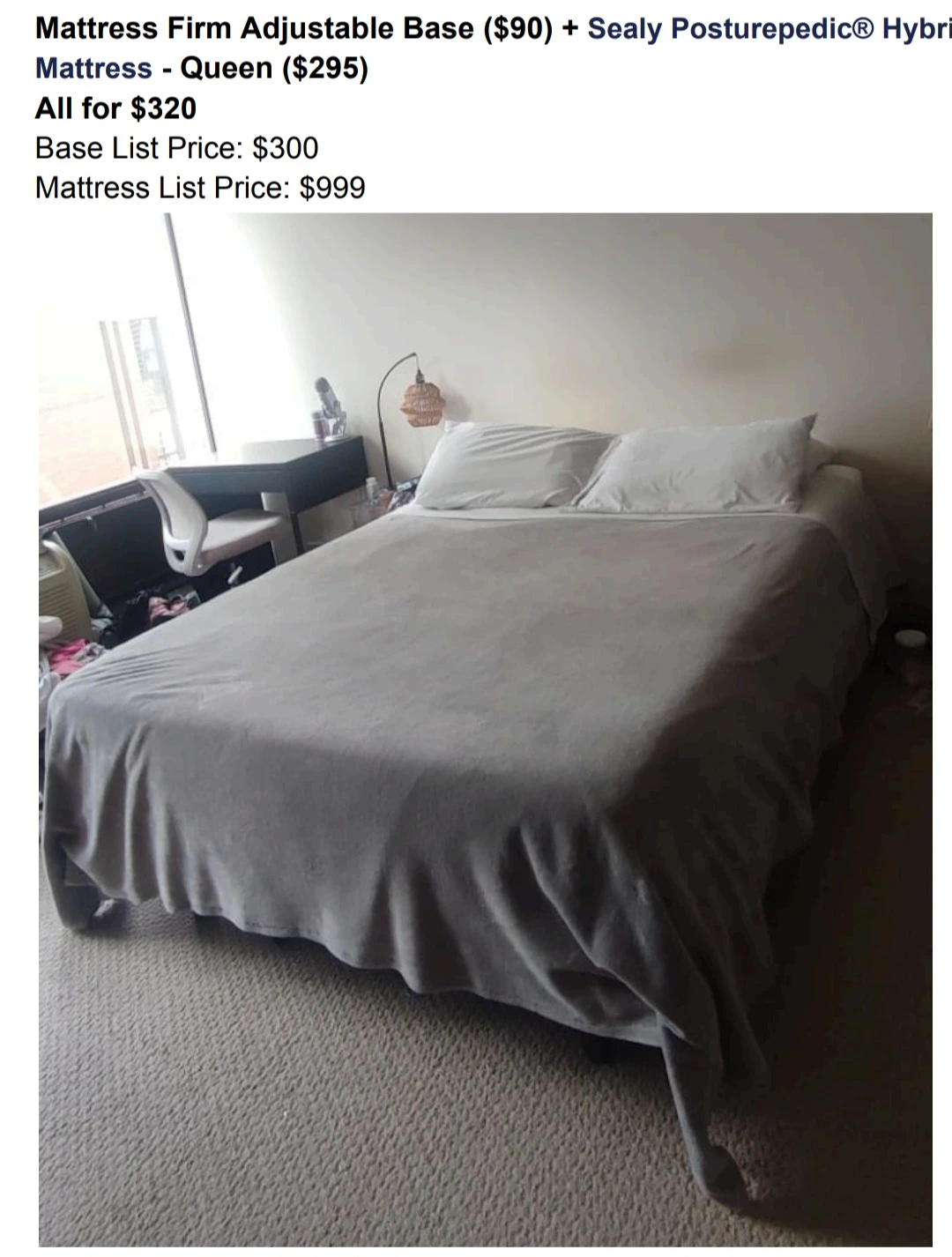 Queen Adjustable Bed Base + Sealy Posturepedic Hybrid Mattress - photo 2