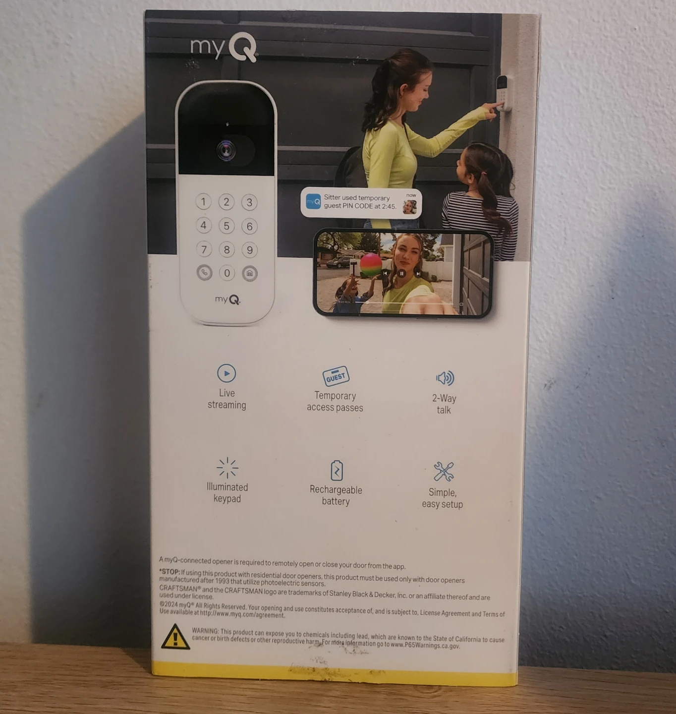 myQ Smart Garage Video Keypad - photo 2