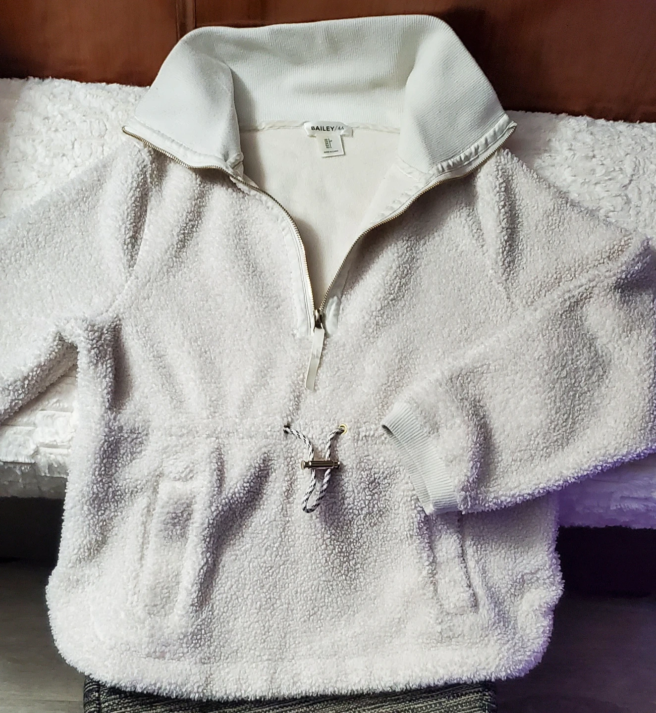 BAILEY/44 White Quarter-Zip Fleece Pullover Sweater