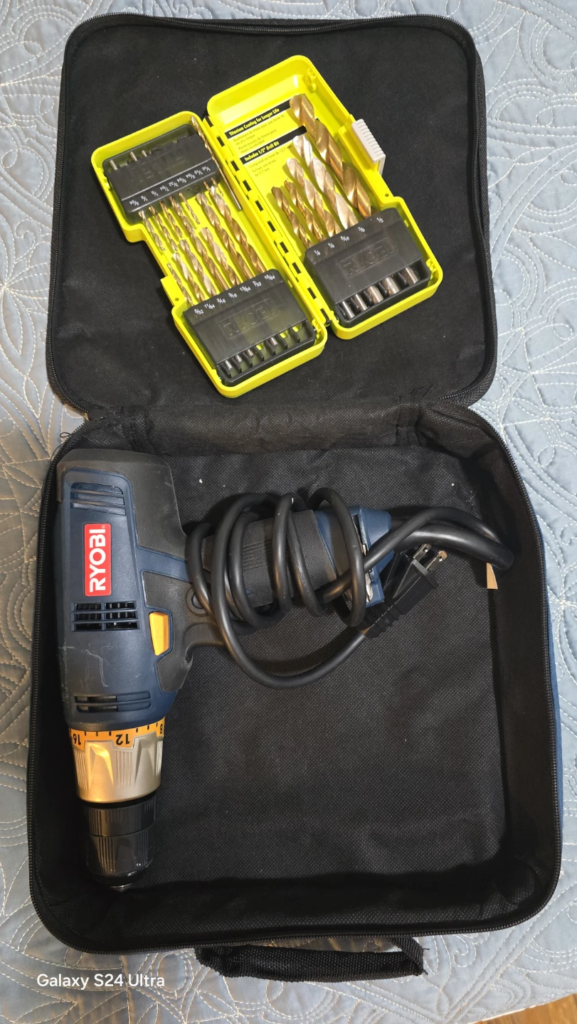 Ryobi Drill with Drill Bit Set and Case