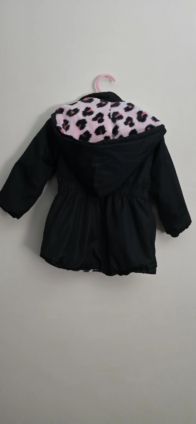 Girl's Black Jacket with Leopard Print Lining 1-2ans - photo 2