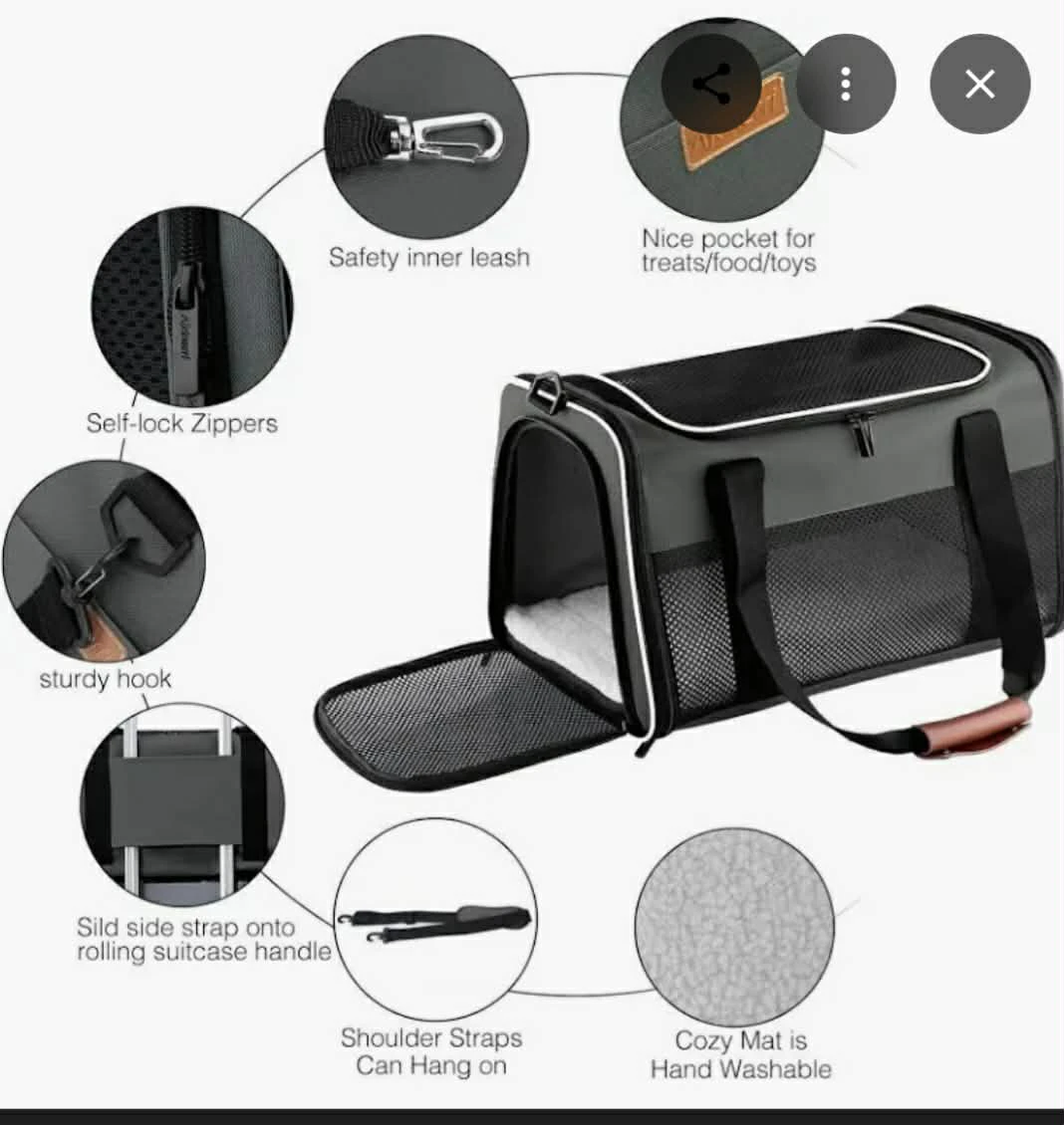 Akinerri Airline Approved Pet Carrier - Grey - photo 3