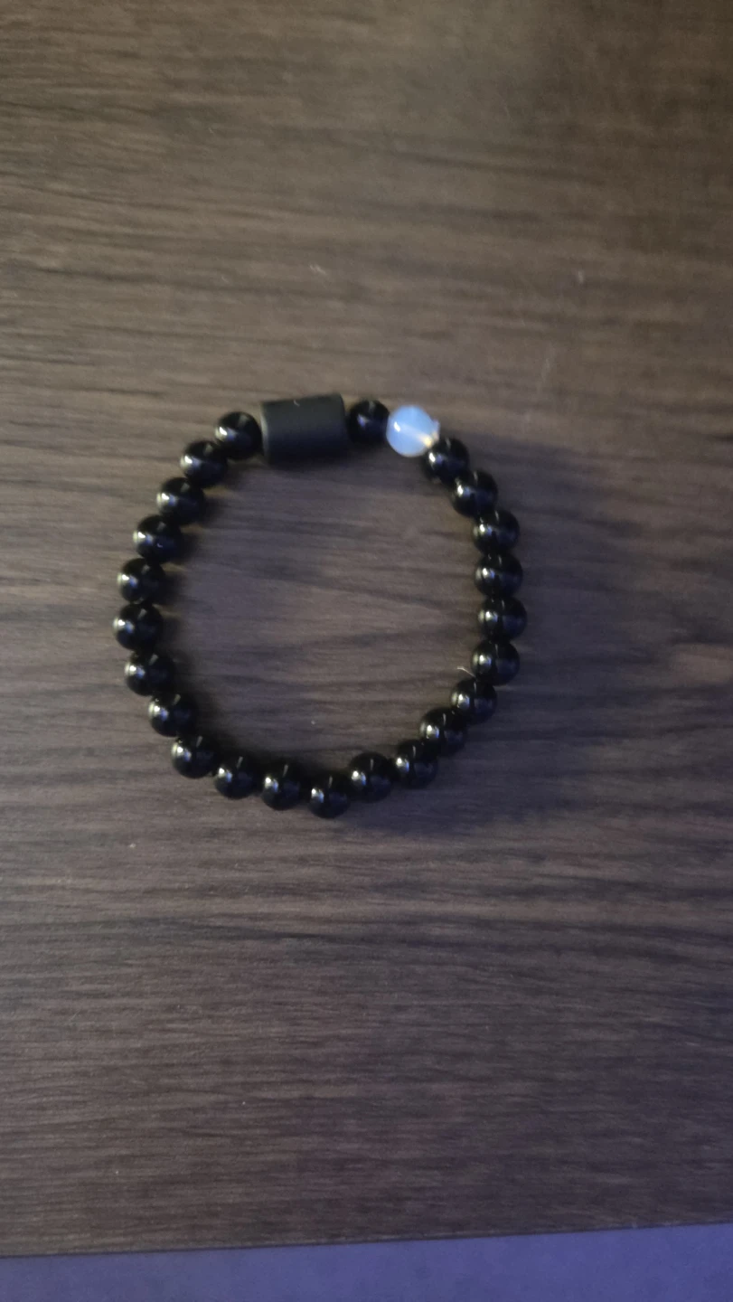 Black Beaded Bracelet with Accent Bead