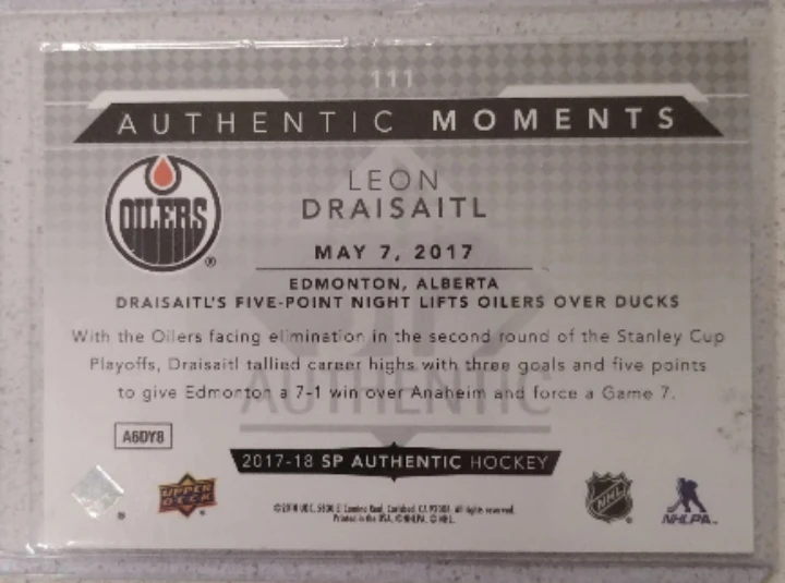 Leon Draisaitl Authentic Moments Hockey Card 🥕 - photo 2
