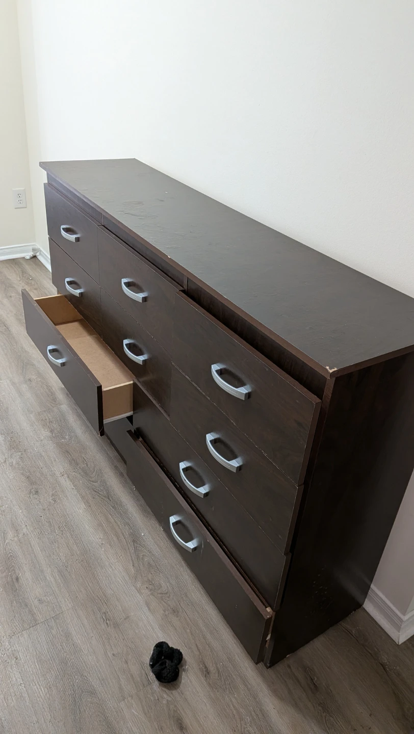 Dark Brown Dresser with 9 Drawers