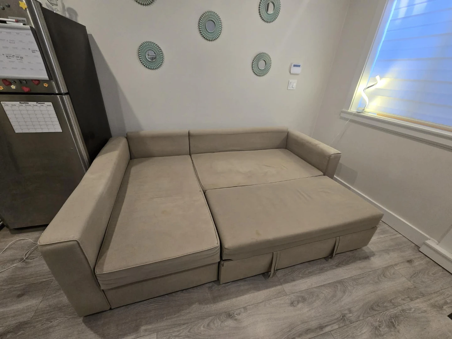 Beige Sectional Sofa with Pull-Out Bed - photo 5