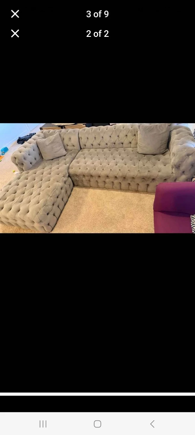 Grey Tufted Sectional Sofa