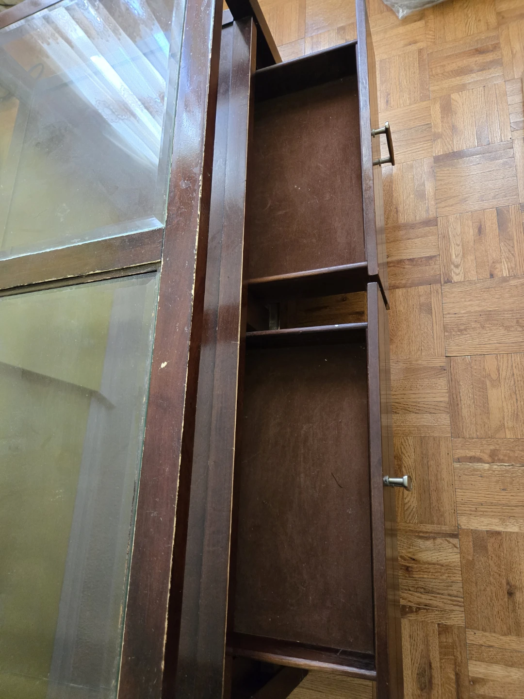 Wooden Coffee Table with Glass Top and Drawers - photo 3