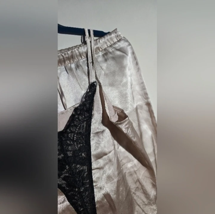 Satin Pajama Set with Lace Detail - photo 5