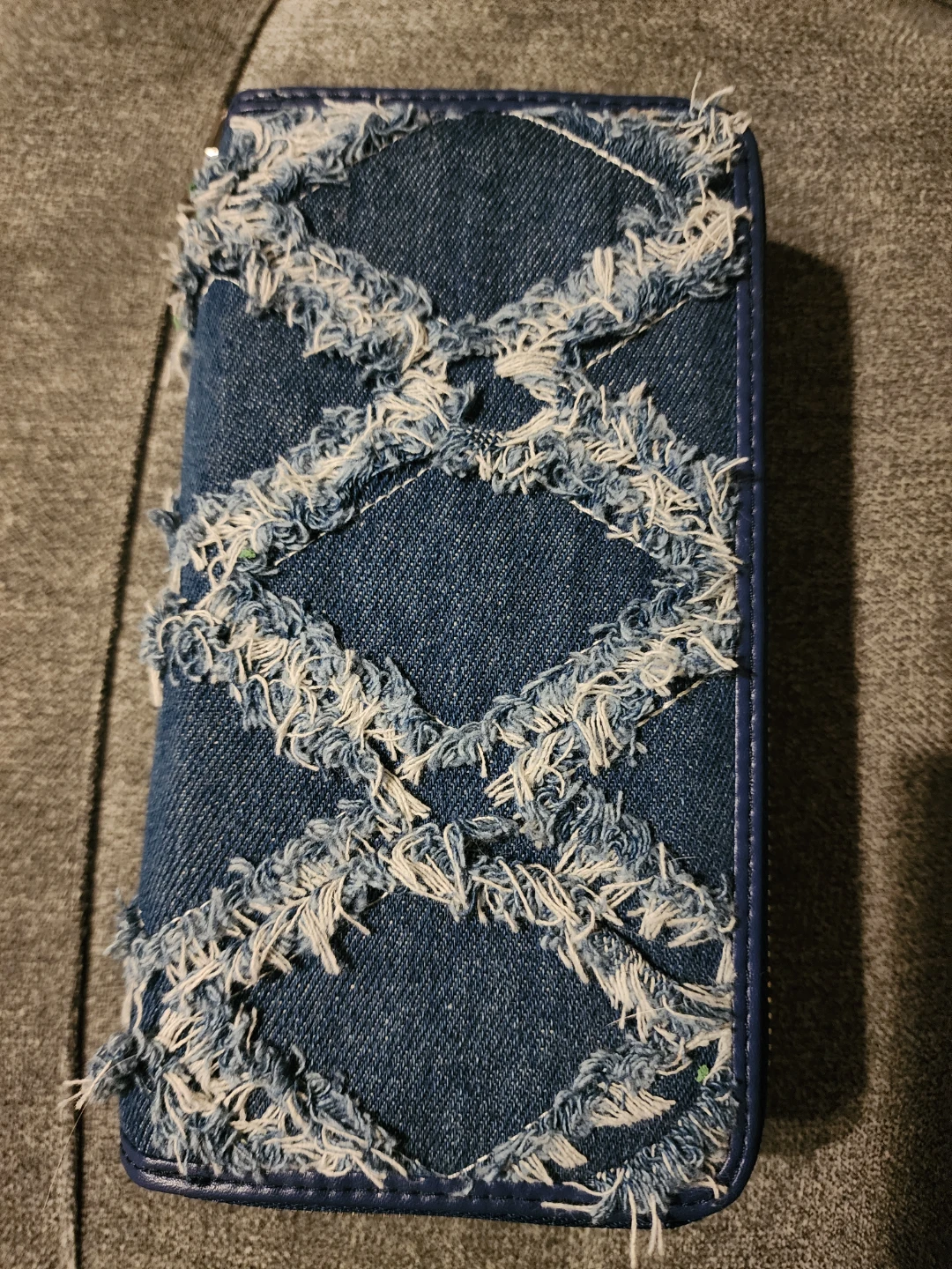 Denim Wallet with Fringe Detail - photo 2