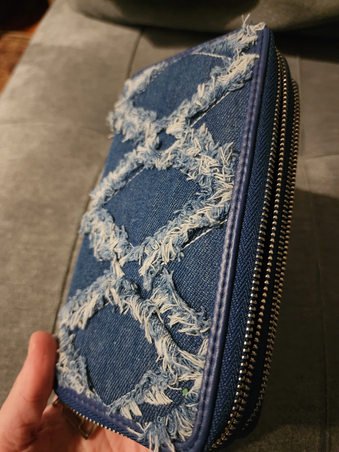 Denim Wallet with Fringe Detail