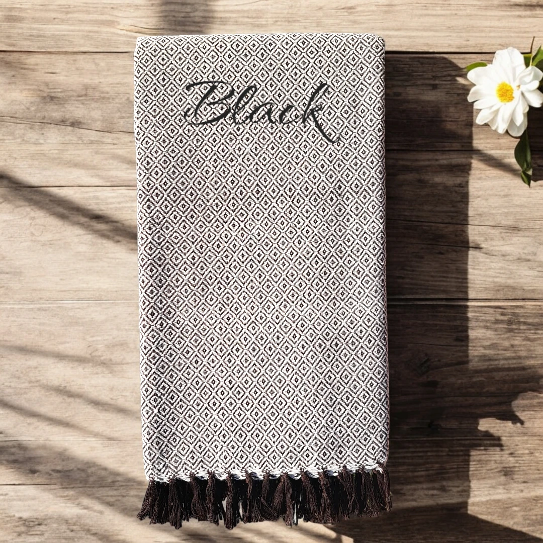 Handwoven Cotton Blanket-Black - photo 2