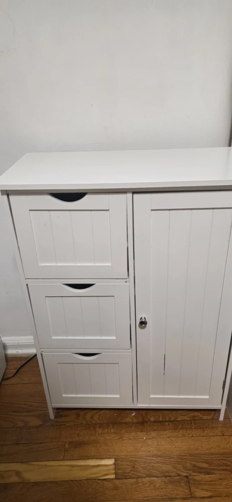 White Storage Cabinet with 3 Drawers and Door - photo 2