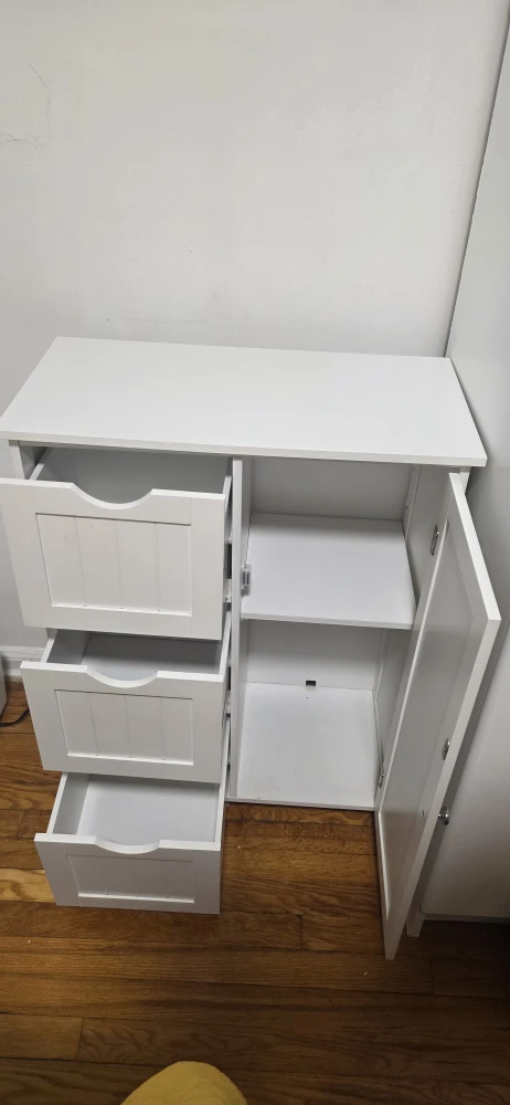 White Storage Cabinet with 3 Drawers and Door - photo 3